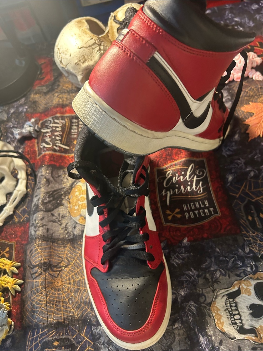 Nike Red Black White High-Top Athletic Shoes